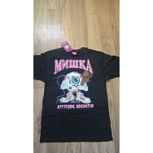 Mishka x Reason Attitude Adjuster Eyeball Graphic T-Shirt Black Mens Large New